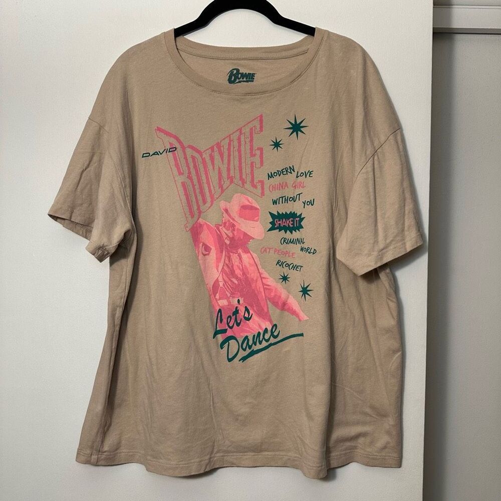 David Bowie Tan Let’s Dance Unisex Graphic Tee Size XL